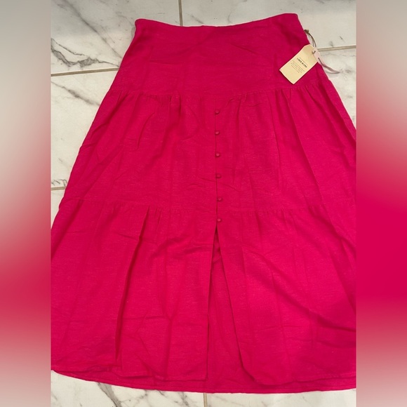 Anthropologie Midnight Sky Barbiecore Pink Tiered Boho Maxi Skirt XL NWT Retro - Picture 8 of 14